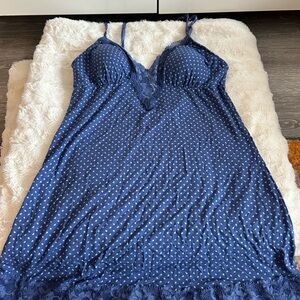 Blue Paisley Lace Slip Dress